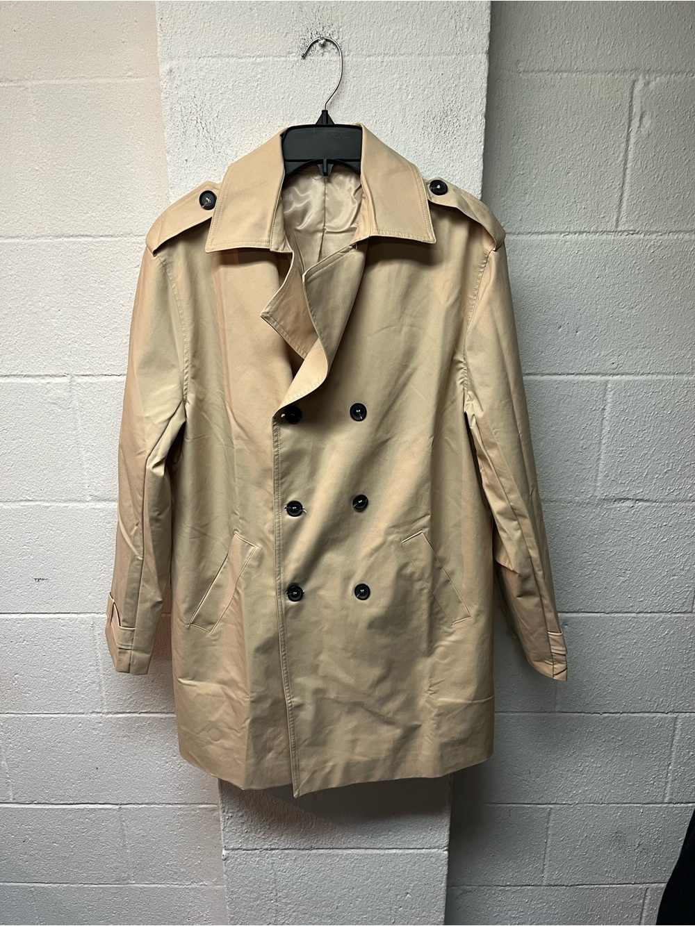 Men's Double-Breasted Trench Coat in Light Beige